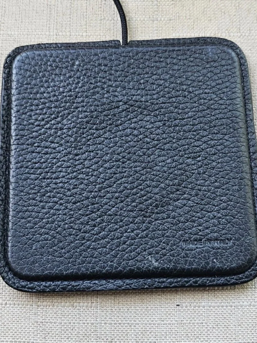 Salvatore Ferragamo Wireless USB Charging Pad Black Leather Pad Made in Italy